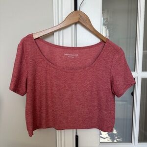 Outdoor Voices Women’s sz S Pink Cloudknit Cropped Tee Athleisure Active Lounge